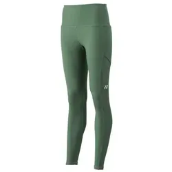 Yonex Sport-Leggings Practice 2024 in Olivegrün für Damen, Größe XS - Enganliegende Yonex Leggings für optimalen Tragekomfort beim Training. Mit hohem Bund und praktischer Balltasche. Ideal für Badminton- und Tennisspieler. Material: 75% Polyester, 25% Polyurethane.