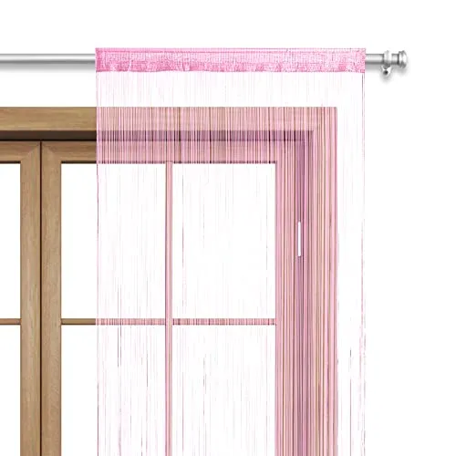 wometo Fadenvorhang Türvorhang Fäden 90x245 cm hellrose rosé - Stangendurchzug oekoTex kürzbar waschbar Uni einfarbig in vielen bunten Farben