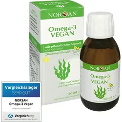 Norsan Omega 3 Vegan Algenöl flüssig - Hochdosiertes pflanzliches Algenöl, ideal für vegane Ernährung und unterstützt Herz- und Hirnfunktion