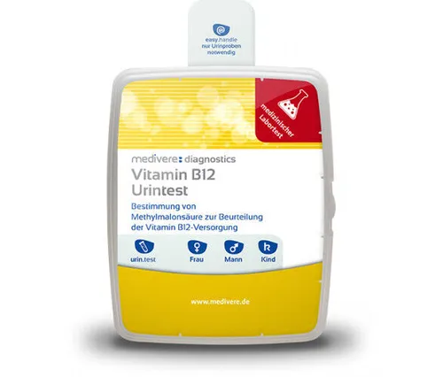 Medivere Vitamin B-12 Status Urintest - Exakte Laboranalyse - Tests für Urintraktinfektionen mit präziser Vitamin B12-Überwachung. Schnelle Ergebnisse und umfassende Analyse ohne versteckte Kosten für Ihre Gesundheit.