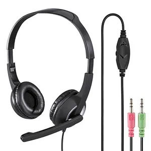 Hama 53982 PC-Headset ESS 300 - Ultra-leichtes On-Ear Stereo-Headset, flexibles Mikrofon und 2m Kabel für komfortables Chatten und Musikhören