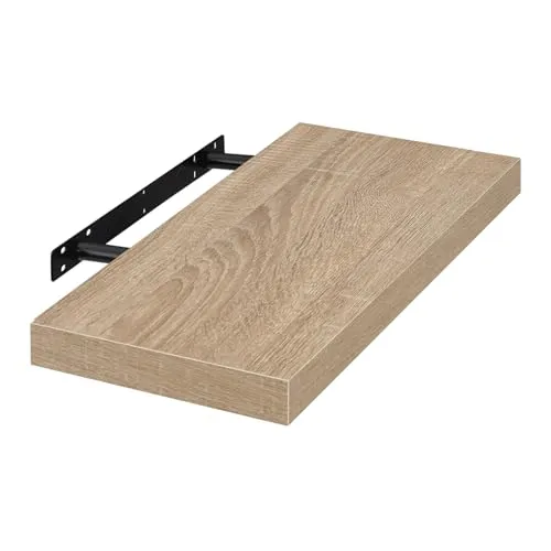 EUGAD Wandregal 40cm Eiche – Stilvolles Hängeregal - Robustes Wandboard aus MDF mit feuchtigkeitsbeständigem Furnier. Ideal für kleine Räume, bietet es praktischen Stauraum und dekorative Möglichkeiten für Bücher, Pflanzen und mehr.