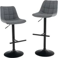 Costway 2er Set Barhocker mit Fußstütze aus Leinenstoff - Vielseitiges Barhocker-Set mit höhenverstellbarem Design und 360°-Drehfunktion. Ideal für Bar, Café oder Zuhause. Bequem und stylisch in Grau.