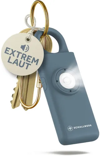 Schallwerk Taschenanhänger Taschenalarm für Selbstverteidigung & Sicherheit - Praktischer Taschenalarm in Blau mit lautem Alarm und LED-Stroboskoplicht. Ideal für mehr Sicherheit unterwegs. Kompakt und leicht zu tragen als Schlüsselanhänger.
