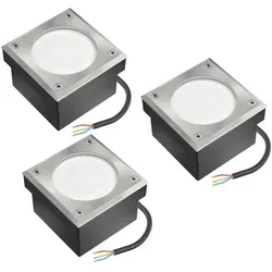 ledscom.de 3x GX53 Pflasterstein Bodeneinbauleuchte NEOLUM für außen, IP67, eckig, 10 x 10 cm - Robuste Bodeneinbauleuchte aus Edelstahl für den Außenbereich. Mit IP67-Schutzklasse und bis zu 500 kg belastbar, ideal für Terrassen und Wege. Austauschbare GX53-Fassung für individuelle Lichtgestaltung.