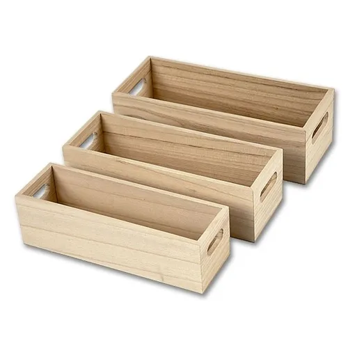  3 Holzkästen mit ausgebohrten Griffen, kleine Kiste aus Holz 3,32€/Stück
