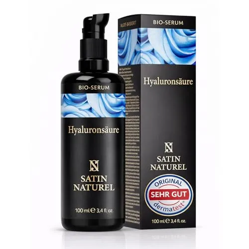 Hyaluron Serum hochdosiert 100ml - 24h Feuchtigkeit, Anti Aging Gesichtsserum mit BIO Aloe Vera für strahlende, junge Haut