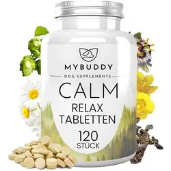 MYBUDDY Calm Relaxtabletten Hund Beruhigung mit Baldrian Hopfen Johanniskraut Kamille für alle Rassen Beruhigungsmittel für Hunde I Germany