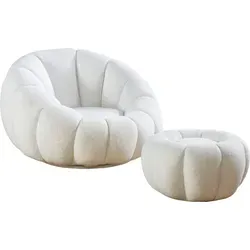 SalesFever Sessel Bonn (Set, 2-St) mit Hocker und 360° Drehfunktion - Einzelsessel-Set mit Drehfunktion, ideal für gemütliche Leseecken. Komfortable Sitzfläche und raffinierte Ziernähte sorgen für stilvolles Design und Bewegungsfreiheit.