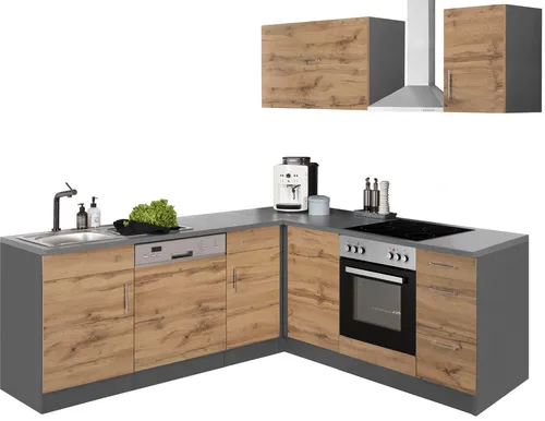 KOCHSTATION Winkelküche KS-Colmar mit E-Geräten - Küchenzeilen mit breiter Stellbreite von 210/210 cm, ideal für moderne Küchen mit viel Stauraum und anpassbaren Elementen.