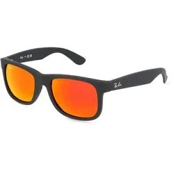 Ray-Ban RB 4165 JUSTIN Herren-Sonnenbrille - Sportbrillen mit stylischem, eckigem Design und orangefarbenen Gläsern für optimalen UV-Schutz und trendigen Look.