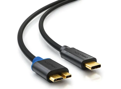 deleyCON deleyCON 3m USB C Kabel Datenkabel Ladekabel USB 3.0 microUSB zu Smartphone-Kabel
