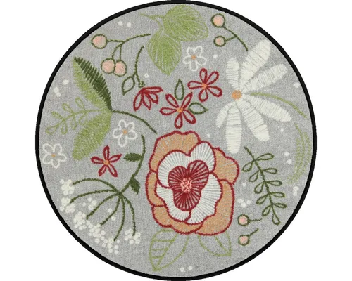 Salonloewe Fußmatte R85 cm Stitch Flowers – Stilvoller Fußabtreter für drinnen und draußen - Hochwertige Schmutzfangmatte in modernem Design, ideal für Eingangsbereiche. Sie sorgt für Sauberkeit und ist pflegeleicht.