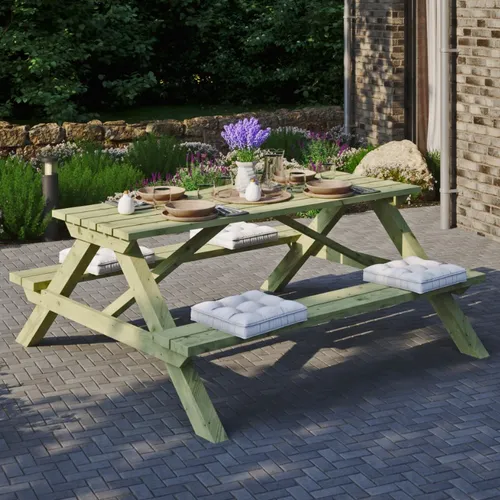 ELLA-Picknicktisch - Robuster Picknicktisch aus Kiefer/Fichte, ideal für Gartenpartys oder Ausflüge, mit großzügigen Abmessungen für bis zu 6 Personen.