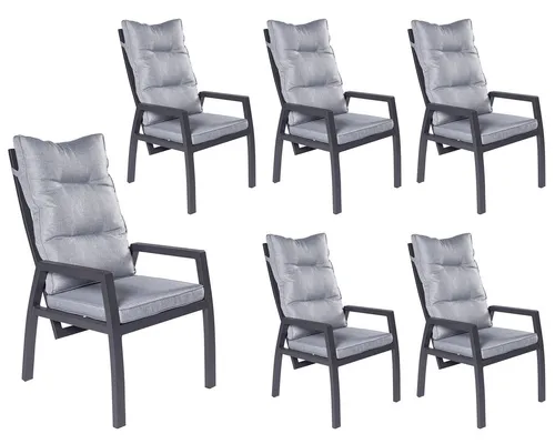 LC Garden Bondino Dining 6er Set Positionsstuhl mit verstellbarer Rückenlehne - Genießen Sie Komfort mit dem LC Garden »Bondino« Dining 6er Set. Die stufenlos verstellbare Rückenlehne und der leichte Aluminiumrahmen sorgen für stilvolle Entspannung auf Terrasse oder Balkon.