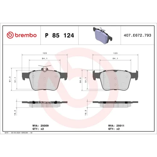 Brembo Bremsbelagsatz PRIME LINE P 85 124 - Bremsbeläge für Scheibenbremsen, bieten hohe Bremsleistung und Langlebigkeit für sicheres Fahren.