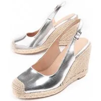 Montevita Wedge Sparto Balenci5 Argent - Silber - 37 - Elegante Damen-Espadrille mit komfortabler Passform und natürlichem Lederfutter. Ideal für stilvolle Auftritte mit einem 8 cm hohen Absatz und 2 cm Plateau.