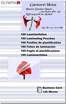 Olympia Laminierfolien Visitenkarte, 100 Stück 125 mic
