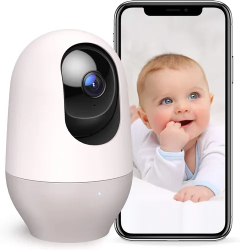 nooie Babyphone, 360 Baby Kamera WLAN, Baby Monitor with Camera, Babyphone mit Kamera und Handy App, 1080P HD Nachtsicht, KI-Tracking, Gegensprechfunktion, Kompatibel mit Alexa und 2.4Ghz WiFi