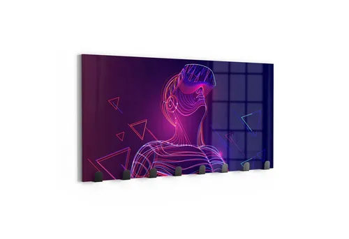 DEQORI Kleiderhaken 'Mann mit VR-Brille', Glas Garderobe Paneel magnetisch beschreibbar