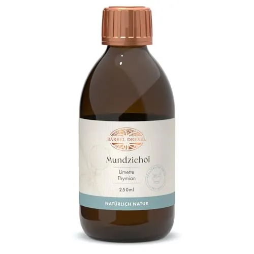 BÄRBEL DREXEL® Natürliches Mundziehöl Limette Thymian (250ml) Ayurvedische Mundspülung zum Entgiften 100% Vegane Herstellung Deutschland Ölziehkur Mundöl Ölziehen Zahnöl