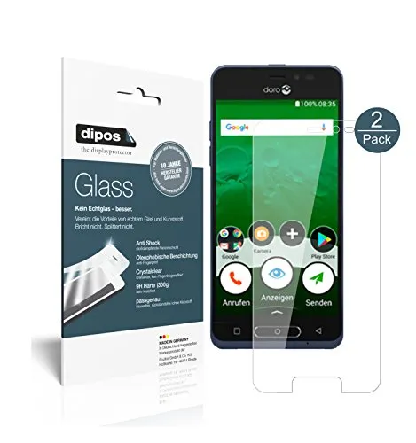 dipos I 2X Displayschutz klar kompatibel mit Doro 8035 Schutzfolie 9H Anti-Shock