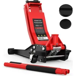 GENTOR 3T Rangierwagenheber hydraulisch flach 75-505mm - Der GENTOR Rangierwagenheber 3T hebt bis zu 3 Tonnen mit einer Unterfahrhöhe von nur 75 mm. Ideal für tiefergelegte Fahrzeuge, ermöglicht er schnelles Anheben durch die Doppelzylinderhydraulik und bietet eine komfortable Bedienung.