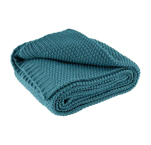 wometo Wohndecke Strick - Kuschelige Bettdecke in Türkis - Bettdecken in edlem Strickmuster, aus 100% Polyacryl, OEKO-TEX® zertifiziert und waschbar bei 30 °C – ideal für gemütliche Abende.