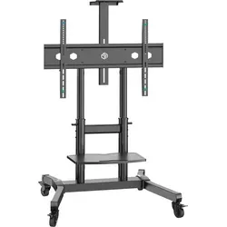 ONKRON TS1891-B TV-Ständer für 50"-90" - Mobiler TV Ständer auf Rollen, geeignet für Fernseher bis 90 kg, mit Neigungswinkel von -5° bis +5° und Höhenverstellung für flexible Nutzung im Büro oder bei Veranstaltungen.