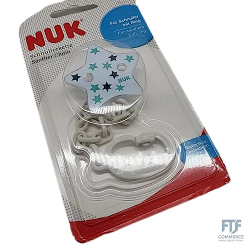 NUK Schnullerkette mit Clip | für Schnuller mit Ring | stabil und bruchsicher |