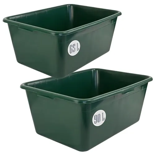Petigi Allzweckkiste 2er Set Wildwanne 65 L + 90 L - Kisten für vielseitige Anwendungen: Lebensmittelechte Universalwannen, extrem belastbar und leicht zu reinigen. Ideal für Wild, Futter oder Wasser. Set enthält 1x 65 L und 1x 90 L Wanne, perfekt stapelbar und handlich.