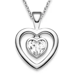 Herzkette Silber 925 Damen Halskette Kette mit Herz-Anhänger Echt Silberkette mit Zirkonia-Herz Schmuck Geschenke für Frauen Sie Mama Freundin Ehefrau zum Hochzeitstag Geburtstag als Liebesbeweis