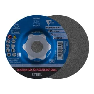 PFERD TOOLS 64188126 Schleifscheibe 125 mm - Schleifscheiben für Stahl, ideal zur perfekten Bearbeitung von Schweißnähten. Mit der halbflexiblen CC-GRIND-FLEX erzielen Sie ein glattes Finish.