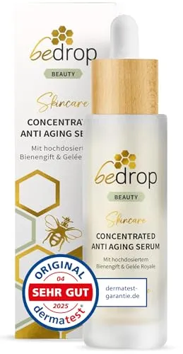 bedrop Concentrated Anti Aging Serum - Hochdosiertes Bienengift & Gel e Royal, für straffere und glattere Haut, nachhaltig und ohne Zusatzstoffe