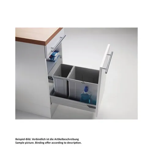WESCO Pullboy Vario 320 S/400-2 Mülleimer, alugrau - Der WESCO® Pullboy Vario 320 S/400-2 ist ein platzsparender Abfallsammler für 400 mm Frontauszüge. Mit 25 Litern Volumen und herausnehmbaren Behältern sorgt er für eine praktische Mülltrennung in der Küche.