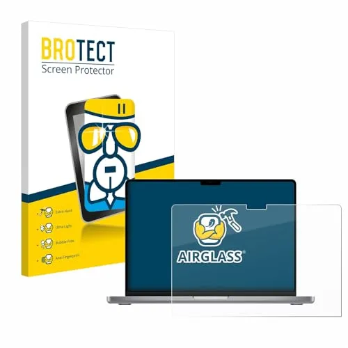 BROTECT Schutzglas für Apple MacBook Pro 14" 2021 Schutzfolie Panzer Folie Glas [Extrem Kratzfest 9H, Anti-Fingerprint, Ultra-Transparent]