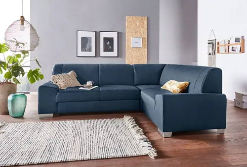 DOMO collection Ecksofa Anzio in kubischer Formensprache, flache Armlehnen, L-Form, Wahlweise mit Bettfunktion und Federkern für hohen Sitzkomfort