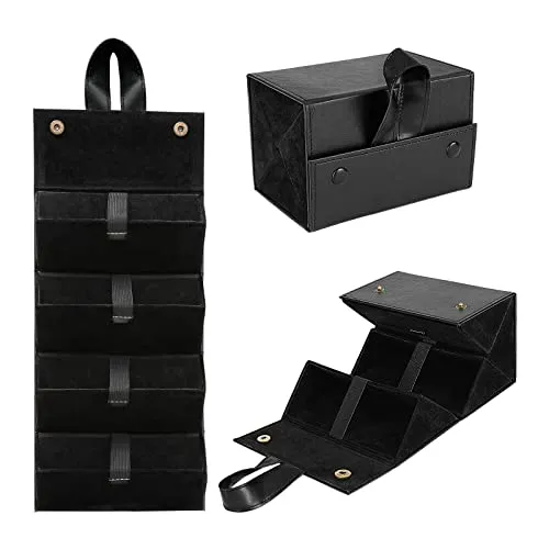 MoKo Brillenorganizer Brillenaufbewahrung/Präsentation, Reisen Sonnenbrillen Brillenbox zur Aufbewahrung von 4 Brillen, Tragbar Brillenetui für Damen Herren - Schwarz(innen Schwarz)