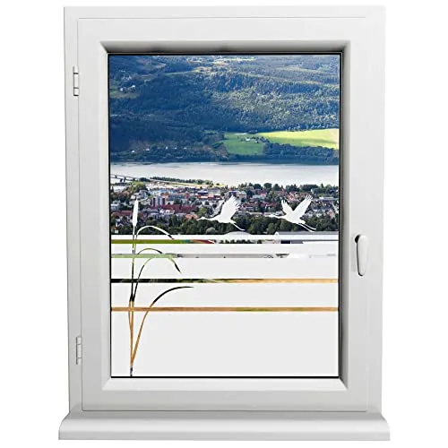 INDIGOS UG - Glasdekorfolie - Storch - Sonnenschutz H50Line - Sichtschutzfolie - Fensterfolie - für die Küche, Bad ans Fenster, Sichtschutz - selbstklebend - matt