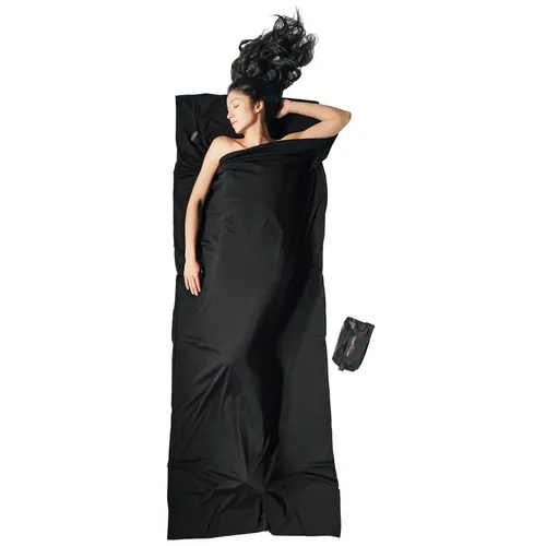 Cocoon Merinoschlafsack Travel Sheet - Schwarz - Schlafsack aus 100% Merinowolle, ideal für Reisen. Erhöht die Wärmeleistung um bis zu +7°C und bietet durch die Einschubtasche für Kissen zusätzlichen Komfort.