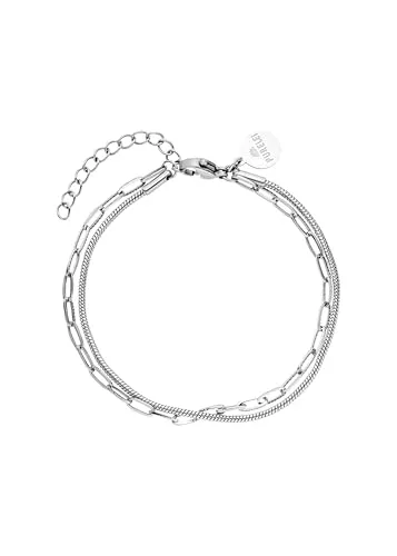 Purelei® Double Elegance Armband – Elegante doppelreihige Kombination - Wasserfestes Armband aus hochwertigem Edelstahl mit funkelndem Zirkonia-Mittelstück. Verstellbar von 16 cm bis 20 cm für optimalen Tragekomfort. Ideal für den täglichen Gebrauch und vielseitig kombinierbar.