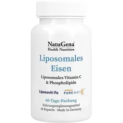 Liposomales Eisen + Vitamin C Kapseln Vegan - Arzneimittel zur optimalen Eisenaufnahme mit hoher Bioverfügbarkeit, reduziert Magen-Darm-Belastungen und steigert die Immunfunktion.