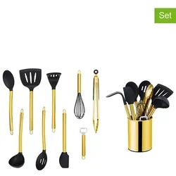 ECHTWERK Küchenorganizer-Set 10-tlg - Kochbesteck mit Edelstahlgriff - Küchenorganizer mit 10 hochwertigen Utensilien aus Edelstahl und antihaftbeschichtetem Silikon. Ideal für stilvolles Kochen und eine aufgeräumte Küche.