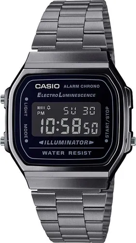Casio Unisex Quartz Armbanduhr A168WEGG-1BEF - Armbanduhren für Herren mit digitalem LCD-Zifferblatt, wasserdicht nach ISO 22810 und praktischen Funktionen wie Stoppuhr und Tagesalarm.