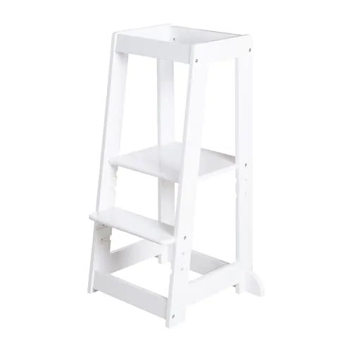 Roba Lernturm weiß höhenverstellbar - Höhenverstellbarer Lernturm für Kinder, ideal für sicheres Lernen und Spielen nach dem Montessori-Prinzip im Kinderzimmer.