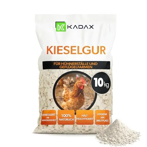 KADAX Kieselgur 10kg für Hühner – natürliches Pulver zur Stallhygiene - Kieselgur in feiner Pulverform für eine verbesserte Stallhygiene: bindet Feuchtigkeit, reduziert Gerüche und unterstützt die Bekämpfung von Parasiten. Ideal für eine einfache und effektive Anwendung in Hühnerställen.