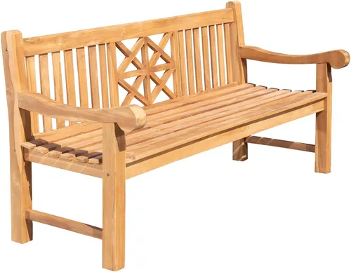 CLP Teak-Gartenbank Florida - Hochwertige Gartenbank aus wetterbeständigem Teakholz, ergonomische Sitzfläche und hohe Rückenlehne für optimalen Komfort im Garten, auf Balkon oder Terrasse.