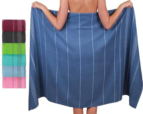 Betz XXL Badetuch LINES - 90x180 cm aus 100% Baumwolle - Strandtuch in bunten Sommerfarben mit feinen Linien, extra groß und hautfreundlich. Ideal für Strand oder Schwimmbad, bei 60°C waschbar und trocknergeeignet.