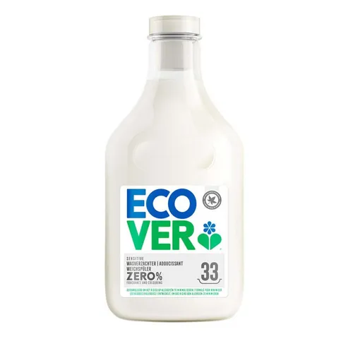 Ecover Zero Weichspüler, 1 Liter für empfindliche Haut - Weichspüler ohne Duftstoffe, ideal für empfindliche Haut. Mit pflanzlichen, biologisch abbaubaren Inhaltsstoffen für eine sanfte Pflege der Wäsche. Vegan und umweltfreundlich, perfekt für Klärgruben geeignet.