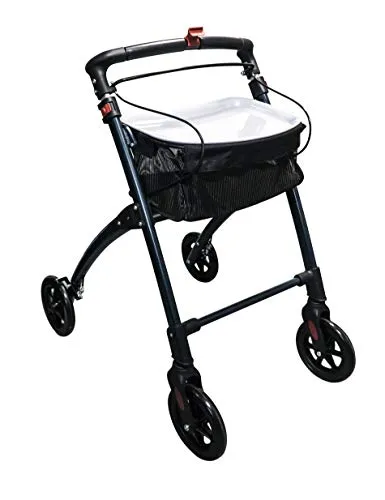 RIDDER Indoor-Rollator Pit grau A0300317 - Rollator für drinnen, mit praktischem Faltmechanismus und abnehmbarem, spülmaschinengeeignetem Tablett für mehr Komfort im Alltag.